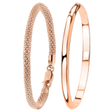 Silbernes Set, rotvergoldet mit zwei Armbändern