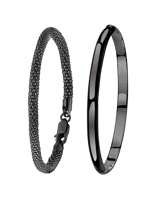 Schwarz beschichtetes Silber-Set mit zwei Armbändern