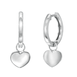 Zilveren oorringen rhodiumplated hart voor dames