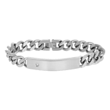 Plattenarmband, Edelstahl, Gourmetglied mit Zirkonia