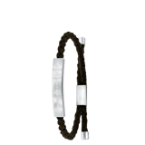 Plattenarmband aus Edelstahl für Jungen, braun mit Text