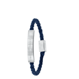 Gerecycled stainless steel jongens plaatarmband donker blauw met tekst