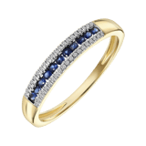 14Kgeelgouden ring saffier en diamant 0,06ct