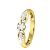 14 Karaat geelgouden ring met 7 diamanten 0,10ct