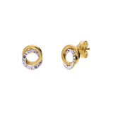 Ohrringe, 585 Gelbgold, Ring mit Kristall