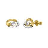 585 Gold Bicolor-Ohrringe mit Zirkonia
