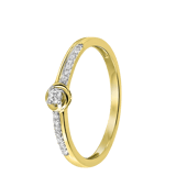 14 Karaat geelgouden ring met 15 diamanten 0,09ct