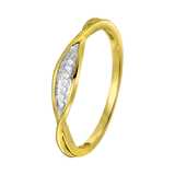 14 Karaat geelgouden ring  met 7 diamanten 0,02ct