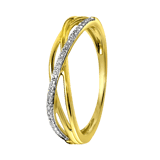 14 Karaat geelgouden ring  met 30 diamanten 0,08ct