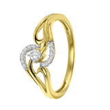 14 Karaat geelgouden ring met 15 diamanten 0,00ct