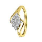 Ring, 585 Gelbgold, Entourage mit Diamant