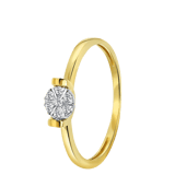 14 karaat geelgouden ring entourage 7 diamanten 0,06ct