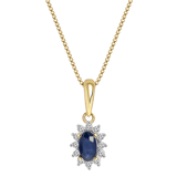 Halskette, 585 Gelbgold, Saphir und Diamant 0,07 kt