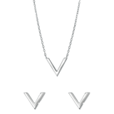 Zilveren set rhodiumplated V
