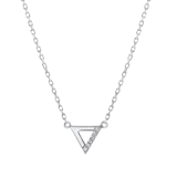 Zilveren ketting & hanger driehoek met zirkonia voor dames
