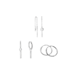 Set mit silbernen, rhodinierten Ohrringen