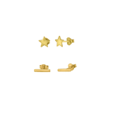 Zilveren set goldplated galaxy oorbellen