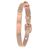 Stainless steel roséplated fantasiearmband met graveerplaat voor dames