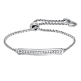 Gerecycled stainless steel plaatarmband wit kristal