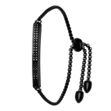 Plattenarmband, Edelstahl, geschwärzt, Jet-Kristall