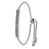 Plattenarmband, Edelstahl, Black Diamond Kristall