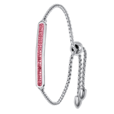 Plattenarmband, Edelstahl, Kristall in Hellrosa