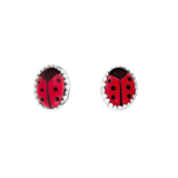 Zilveren kinderoorbellen lieveheersbeestje