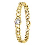 Gerecycled stainless steel armband goldplated met wit zirkonia