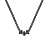 Gerecycled stainless steel ketting mesh blackplated met kristal