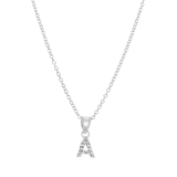 Kinder-Halskette, 925 Silber, Initialen mit weißem Kristall