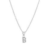 Zilveren kinderketting initialen met wit kristal