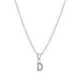 Kinder-Halskette, 925 Silber, Initialen mit weißem Kristall