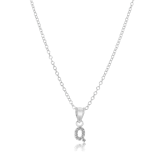 Zilveren kinderketting initialen met wit kristal