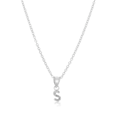 Kinder-Halskette, 925 Silber, Initialen mit weißem Kristall