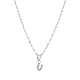 Kinder-Halskette, 925 Silber, Initialen mit weißem Kristall