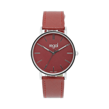 Regal horloge met een rode pu leren band