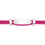 Plattenarmband für Kinder aus Edelstahl und Leder mit hellrosa Kristall