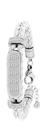 Edelstahl Spritzplatte Lederarmband mit weißen Kristall