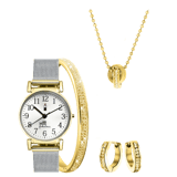 Stainless steel goldplated kinderset met colorado kristal