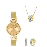 Stainless steel goldplated cadeauset met kristal voor dames