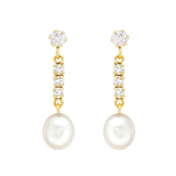 375 Gold Ohrringe mit Zirkonia und Perle