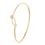 Armreif, 375 Gold, mit zwei Blumen und Zirkonia