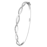 375 Gold gedrehter Armreif mit Diamanten, weiß