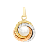 375 Gold dreifarbiger Knotenanhänger mit Perle