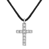 9 Karaat zwart koord met witte hanger kruis diaman
