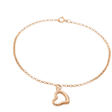 Armband, 375 Rotgold, Jasseron, mit Anhänger, offenes Herz