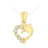 9 karaat ketting met hanger hart en dolfijn voor dames
