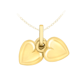 375 Gold Halskette mit Anhänger, zwei Herzen