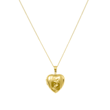 Halskette aus 375 Gold, Herzmedaillon mit Schmetterlingen