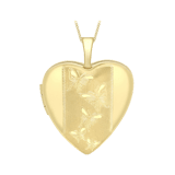 375 Gold Halskette, Herzmedaillon mit Schmetterlingen
